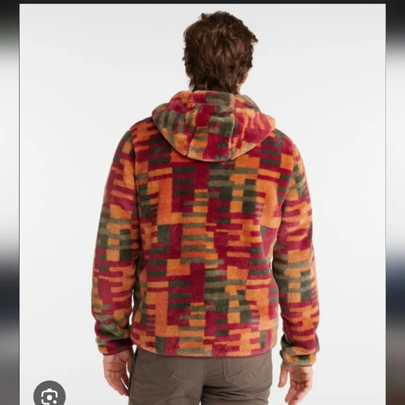 Men's L.L.Bean Hi-Pile Fleece Hoodie, Print XL - Picture 2 of 9